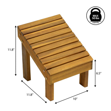 Saru 11.8" Traditional Classic Solid Acacia Wood Shower Shaving Foot Stool